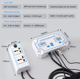  Máy Đo Độ Mặn Và pH Thông Minh YIERYI PH-W2825EU – WiFi Tuya Smart, Ghi Dữ Liệu, Độ Chính Xác Cao Cho Hồ Cá Và Thủy Canh 