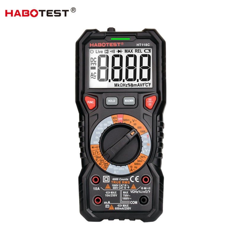  Đồng Hồ Vạn Năng Kỹ Thuật Số Habotest HT118C 6000 Counts – True RMS, Đo 1000V, Điện Dung/Tần Số/Nhiệt Độ 