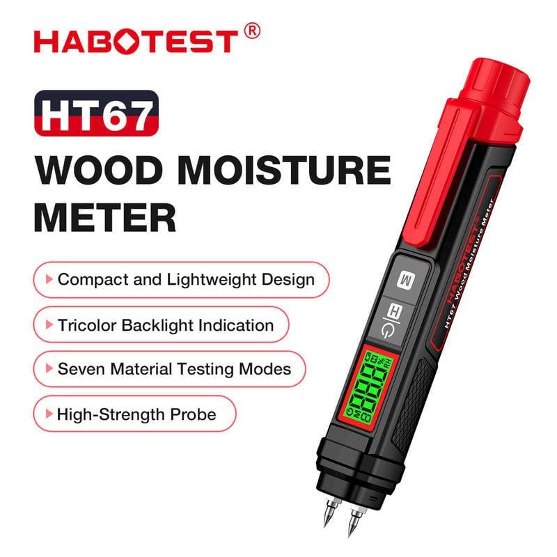  Máy Đo Độ Ẩm Gỗ Habotest HT67 – 0–58%, ±2%, Dạng Bút 