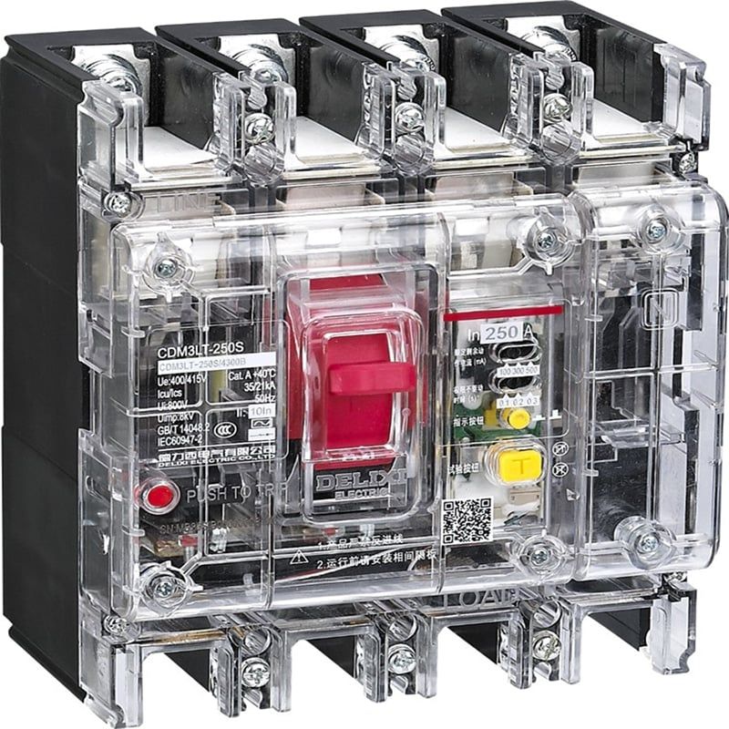  Aptomat khối chống rò trong suốt Delixi CDM3LT 
