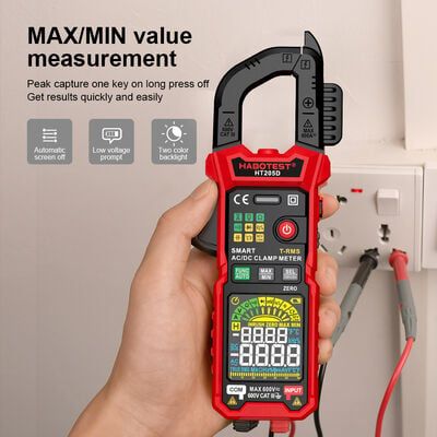  Ampe Kìm True RMS Habotest HT205D 6000 Counts – Kẹp Dòng AC/DC 600A, Auto Range 