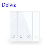  Công Tắc Tường Delviz DZ-BL4K-31 Chuẩn UK Mặt Kính Cường Lực Trắng, 4 Nút 2 Way, AC 110–250V, 16A 