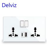  Ổ Cắm Tường Delviz DZ-EC4-31 Tích Hợp USB-A & USB-C, 2 Ổ Cắm AC, AC 110–250V, 13A 