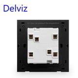  Công Tắc Tường Delviz DZ-BL2K-31 Mặt Kính Cường Lực Màu Xám, 2 Nút 2 Way, AC 110–250V, 16A 