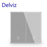  Công Tắc Tường Delviz DZ-BL2K-31 Mặt Kính Cường Lực Màu Xám, 2 Nút 2 Way, AC 110–250V, 16A 