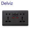  Ổ Cắm Tường Đôi Delviz DZ-E3-11, 2 Ổ Cắm AC, AC 110–250V, 13A 