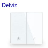  Công Tắc Tường Delviz DZ-BL2K-31 Mặt Kính Cường Lực Màu Xám, 2 Nút 2 Way, AC 110–250V, 16A 