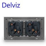  Ổ Cắm Tường Đôi Delviz DZ-H4DS-11, Dual Jack AC, AC 110–250V, 13A 