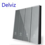  Công Tắc Tường Delviz DZ-BL4K-31 Chuẩn UK Mặt Kính Cường Lực Trắng, 4 Nút 2 Way, AC 110–250V, 16A 