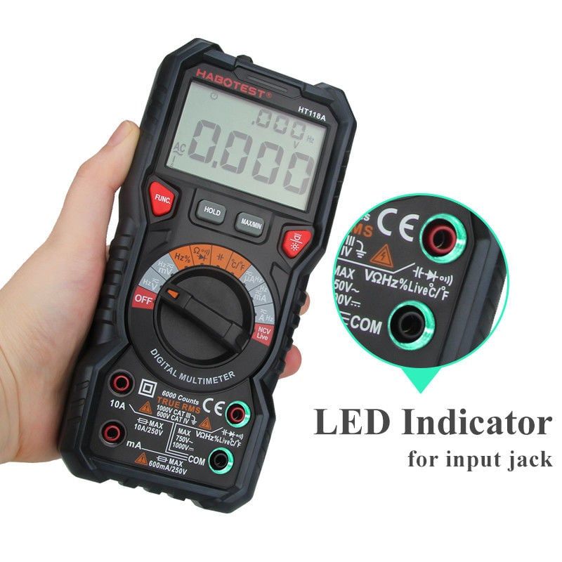  Đồng Hồ Vạn Năng Kỹ Thuật Số Habotest HT118A 6000 Counts – Đo 1000V, True RMS, Auto Range 