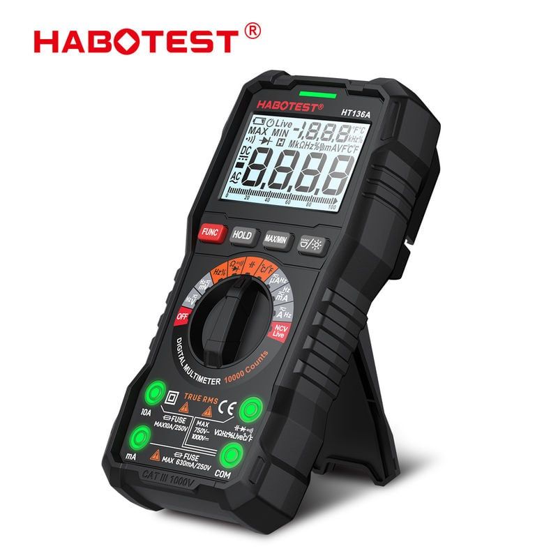  Đồng Hồ Vạn Năng Kỹ Thuật Số Habotest HT136E/A 20000 Counts – True RMS, Auto Range, Đo Điện Áp/Dòng/Điện Dung 