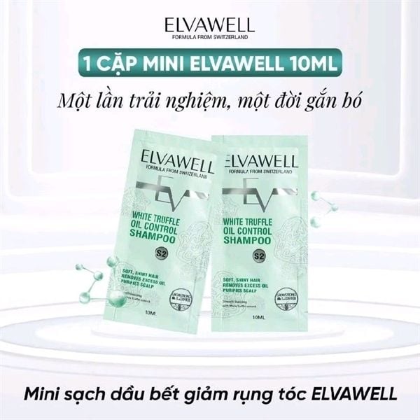 Cặp Gội Xả Giảm Rụng Tóc Sạch Dầu Bết Elvawell 500ml (Xanh)