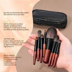 Bộ Cọ Trang Điểm 10 Cây Cán Ngắn Kèm Bao Da (Đen/Hồng)