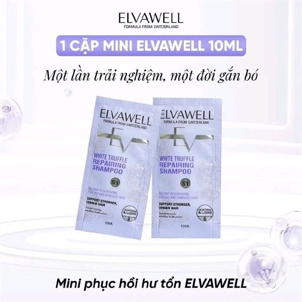 Cặp gội xả phục hồi hư tổn siêu suôn mượt Elvawell 500ml (tím)