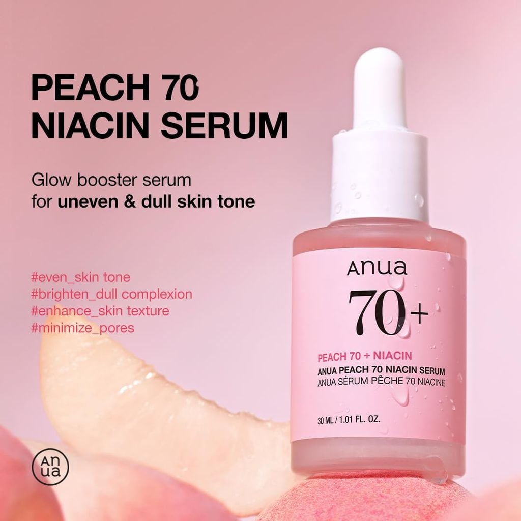 Tinh Chất Anua Peach 70 Niacin Serum 30ml – Dưỡng Sáng Da, Giảm Sạm & Cho Làn Da Mịn Màng