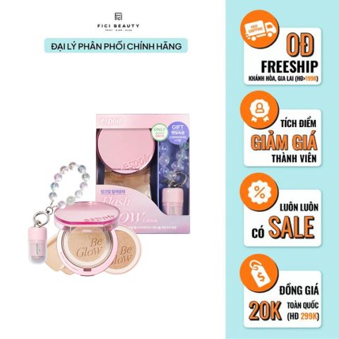 Phấn Nước Bắt Sáng Espoir Be Glow Volume Cushion Flash Glow Edition SPF42 PA+++ 13g (tặng kèm lõi Refill + highlight móc khóa)