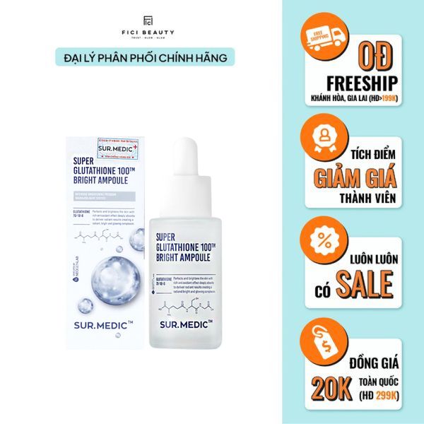 glutathione strips esther TINH CHẤT TRUYỀN TRẮNG SUR.MEDIC SUPER GLUTATHIONE 100 BRIGHT AMPOULE main image 1