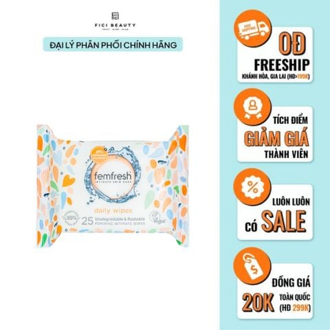 Khăn Ướt Vệ Sinh Vùng Kín Phụ Nữ Cao Cấp Femfresh Intimate Skincare Wipes