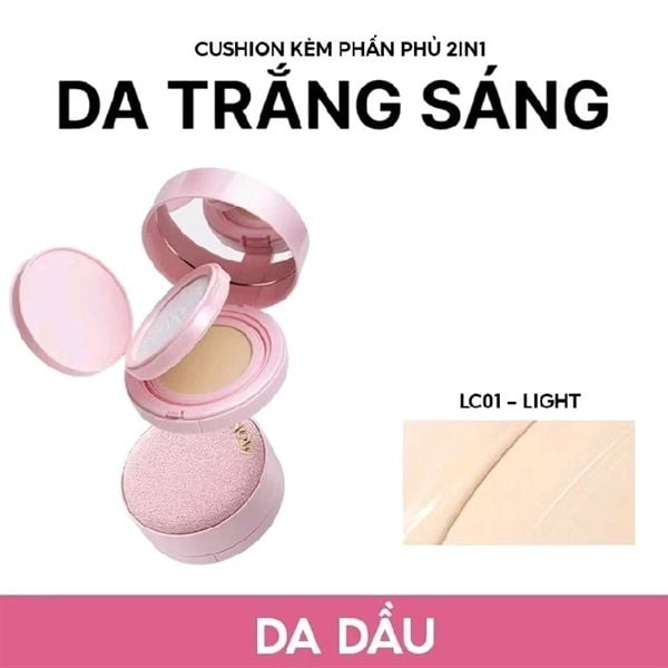 Cushion Kèm Phấn Phủ 2in1 MENOW Rouge Light Makeup Powder Cushion Powder Cream