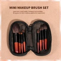 Bộ Cọ Trang Điểm 10 Cây Cán Ngắn Kèm Bao Da (Đen/Hồng)