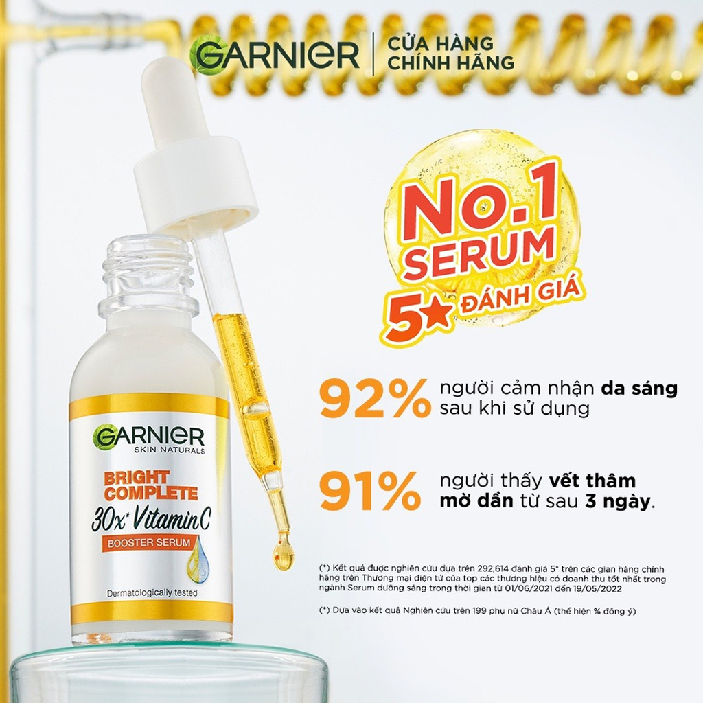 Serum Garnier Vitamin C 30X – Sáng Da, Mờ Thâm Hiệu Quả (30ml)