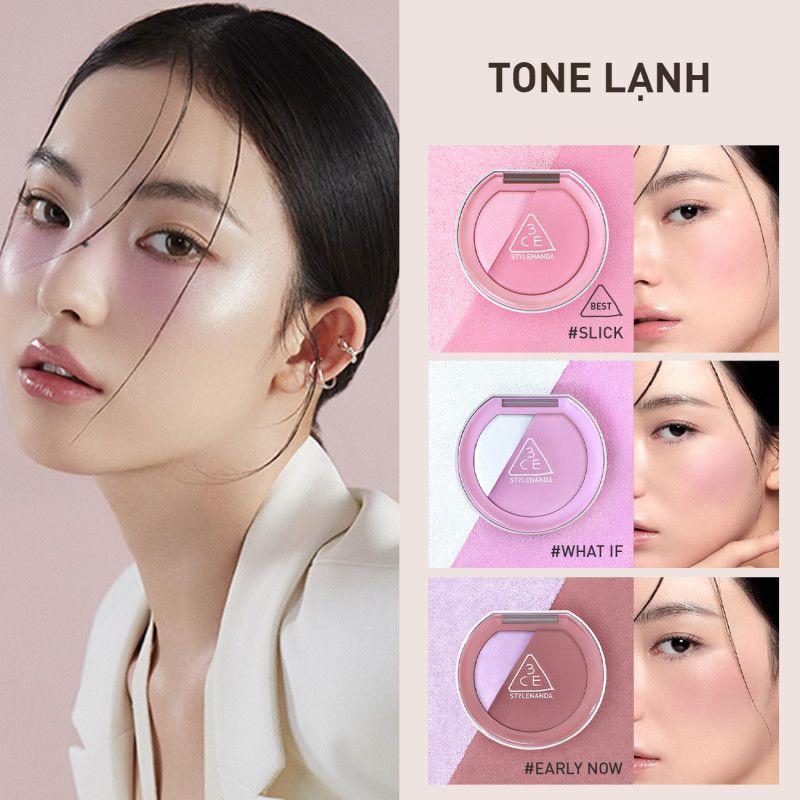 Phấn má hồng kèm bắt sáng 3ce blushligh 2in1