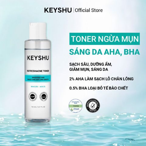 Toner BHA, AHA Tẩy Tế Bào Chết Refreshacne Toner KEYSHU Giúp Dưỡng Ẩm, Hỗ Trợ Ngừa Mụn Và Làm Sáng Da 150ml