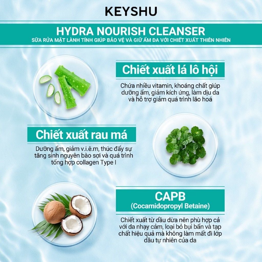 Sữa Rửa Mặt KEYSHU Làm Sạch Dịu Nhẹ Dành Cho Mọi Loại Da