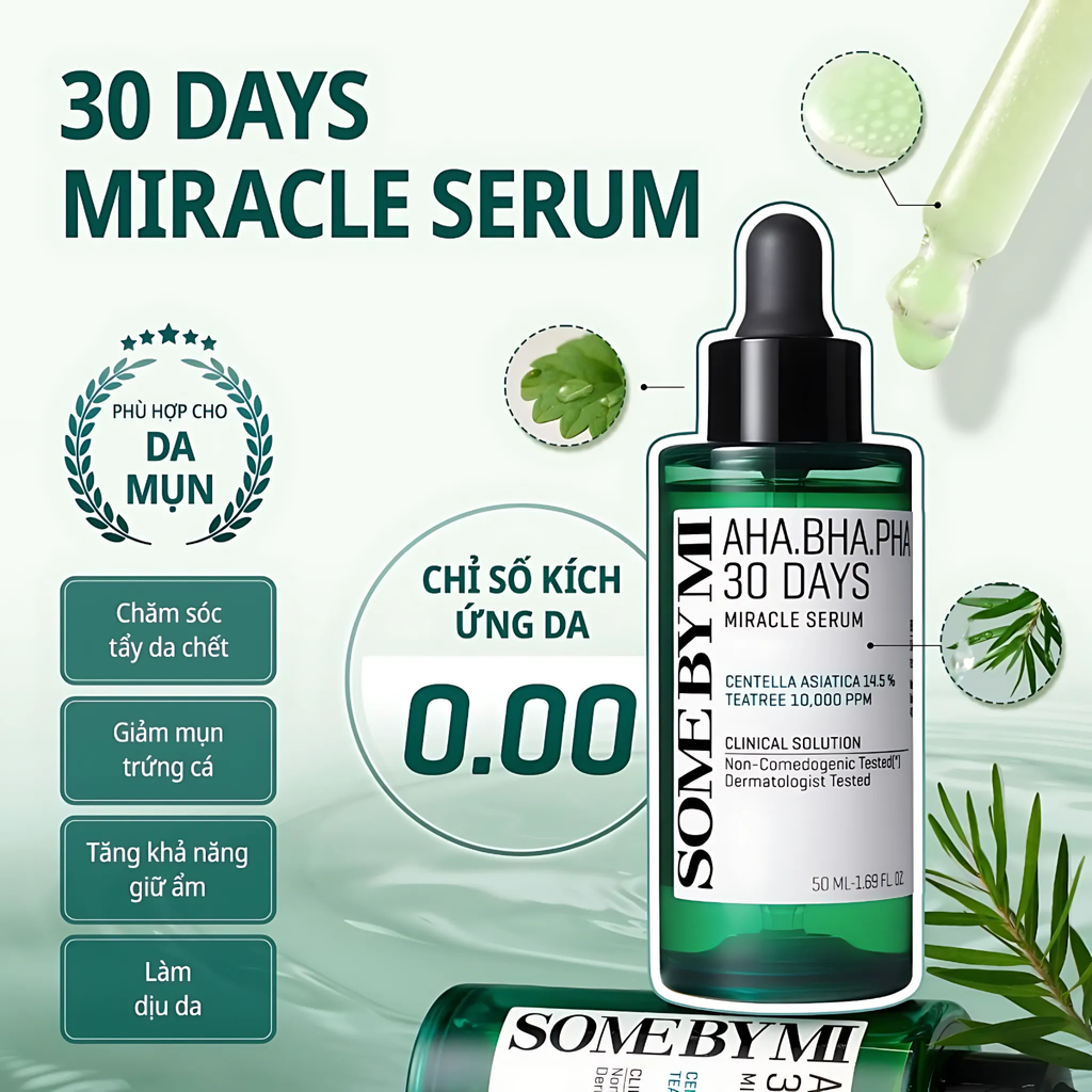 Tinh Chất Trị Mụn Làm Dịu, Cải Thiện Da Cho Da Dầu Some By Mi AHA-BHA-PHA 30 Days Miracle Serum Light 50ml