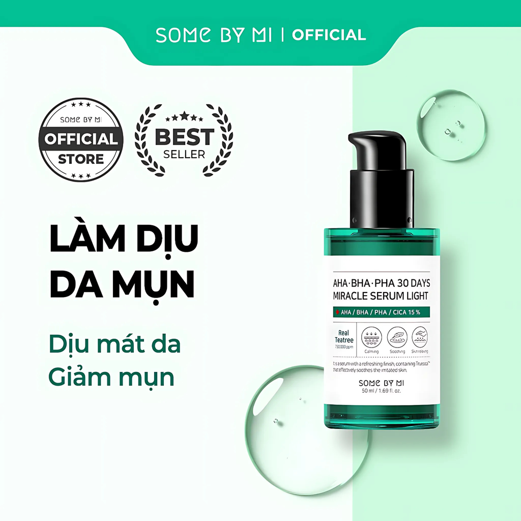 Tinh Chất Trị Mụn Làm Dịu, Cải Thiện Da Cho Da Dầu Some By Mi AHA-BHA-PHA 30 Days Miracle Serum Light 50ml