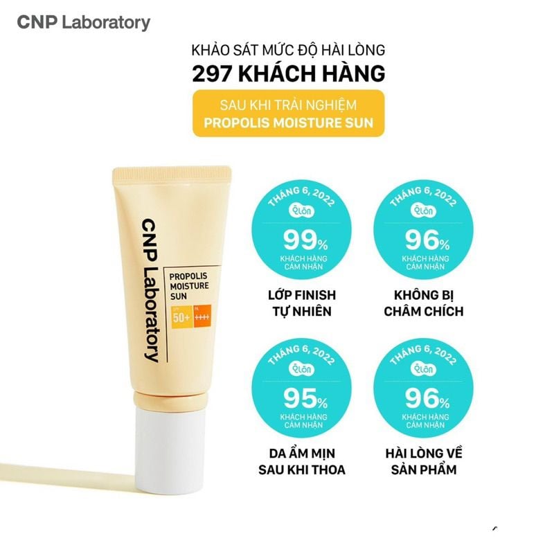 Kem chống nắng keo ong cấp ẩm cho da hỗn hợp thiên khô CNP Propolis Moisture Sun 50ml