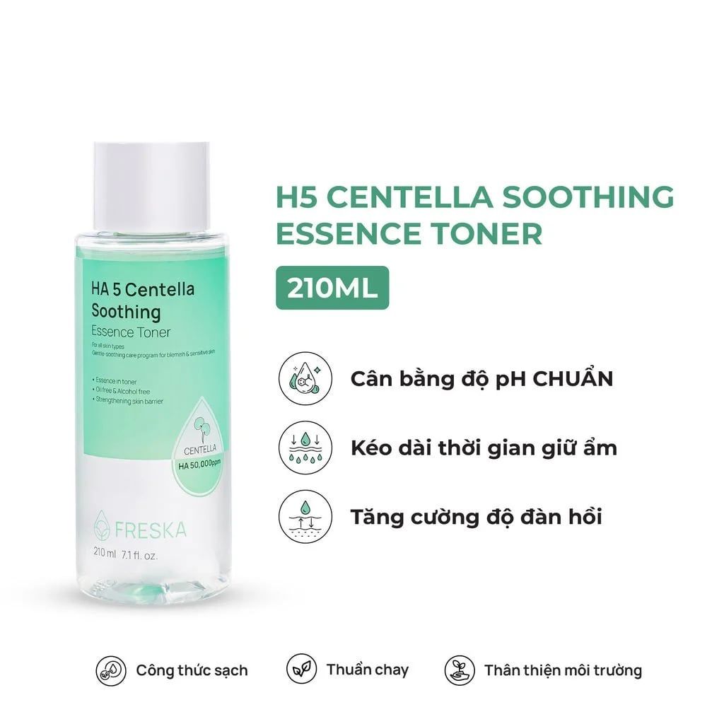 Nước hoa hồng Freska HA 5 Centella Soothing Essence Toner 210ml