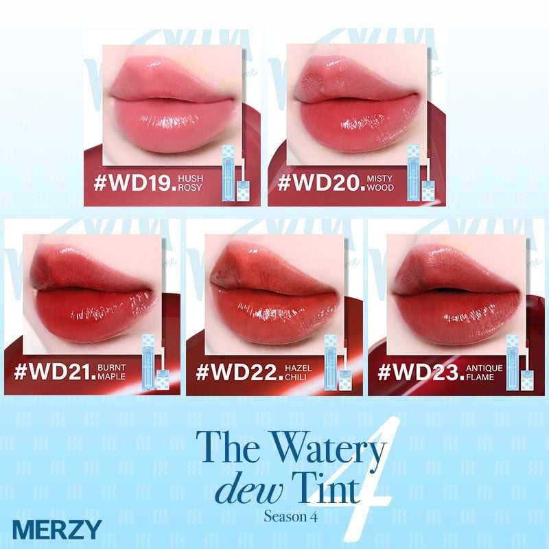 [New][NEW DEW] Son Tint Bóng Merzy Dạng Thạch, Bền Màu, Lâu Trôi Cho Đôi Môi Căng Mọng, Ẩm Mịn The Watery Dew Tint