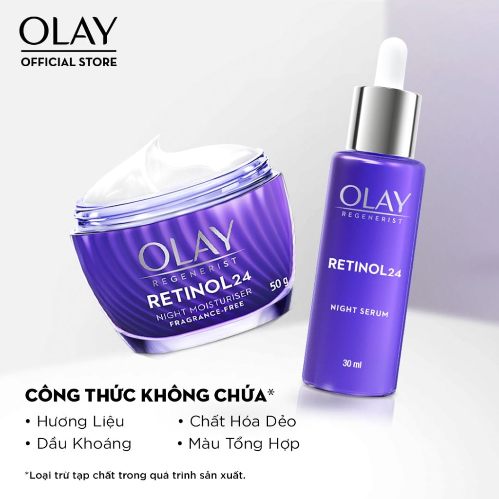 Kem Dưỡng Ẩm Olay Chiết Xuất Retinol24 Giúp Mờ Nếp Nhăn Ban Đêm Regenerist Retinol 24 Night Moisturiser 50g