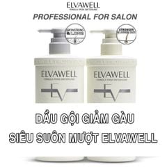 Cặp gội xả Elvawell giúp hỗ trợ làm sạch bong tróc, vảy gàu, vi nấm 500ml (trắng)