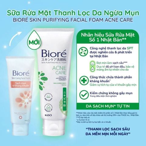 Sữa Rửa Mặt Tạo Bọt Bioré Chăm Sóc Da Skin Purifying Facial Foam 100gr