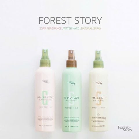 Keo xịt dưỡng và tạo kiểu cho tóc uốn Welcos forest story super hard water spray 252ml