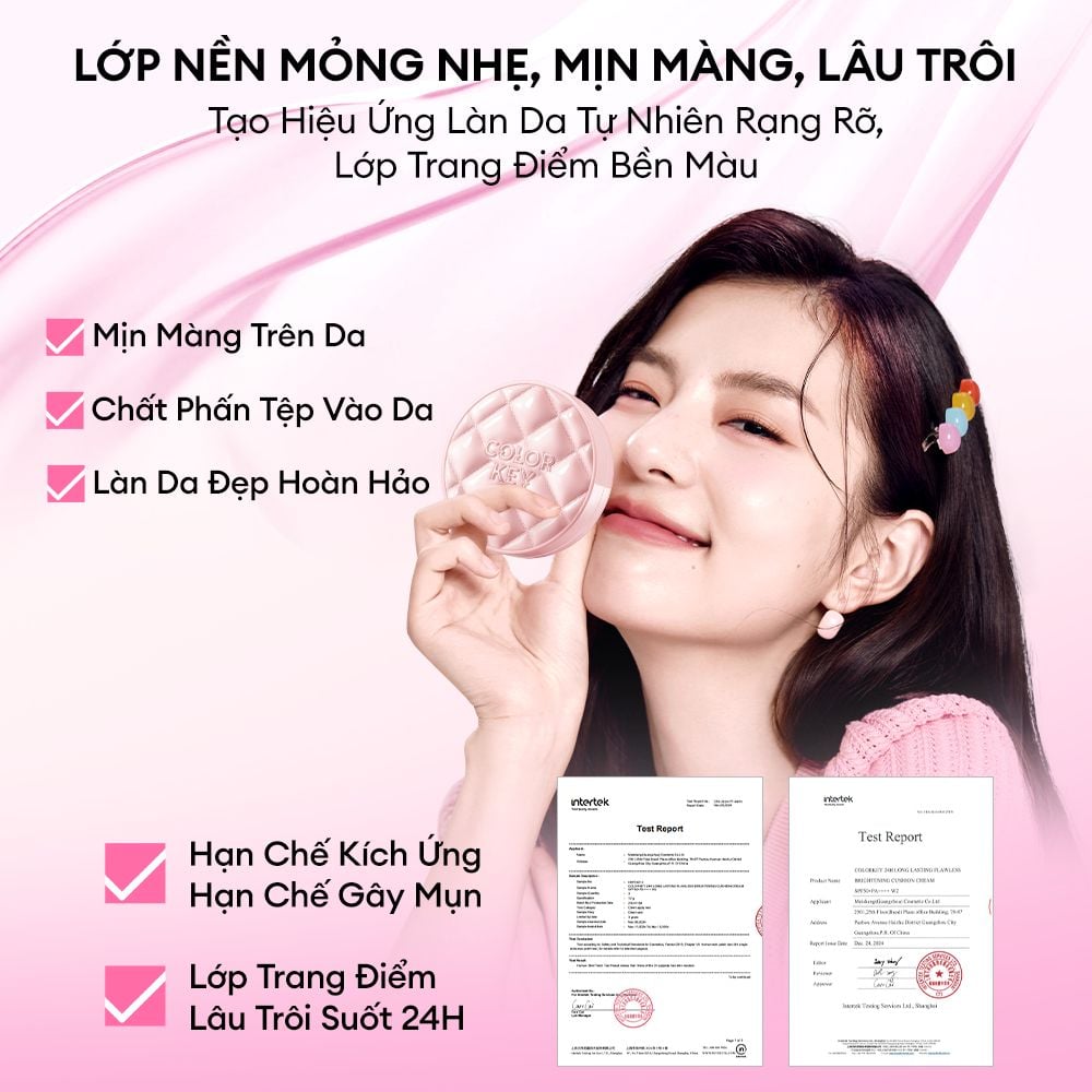 Phấn nước Colorkey Long Lasting Flawless Brightening Cushion Cream SPF 50+ PA++++ 11g