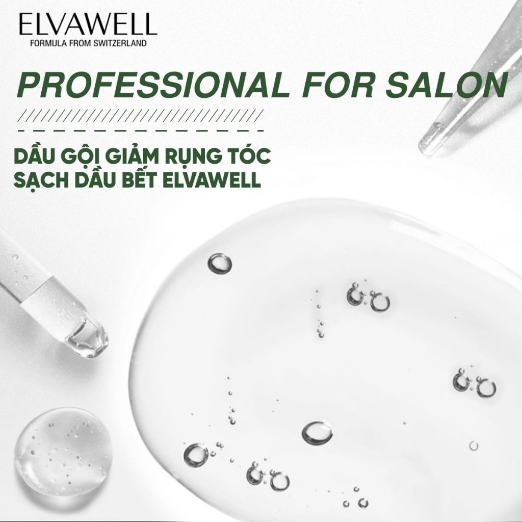 Cặp Gội Xả Giảm Rụng Tóc Sạch Dầu Bết Elvawell 500ml (Xanh)