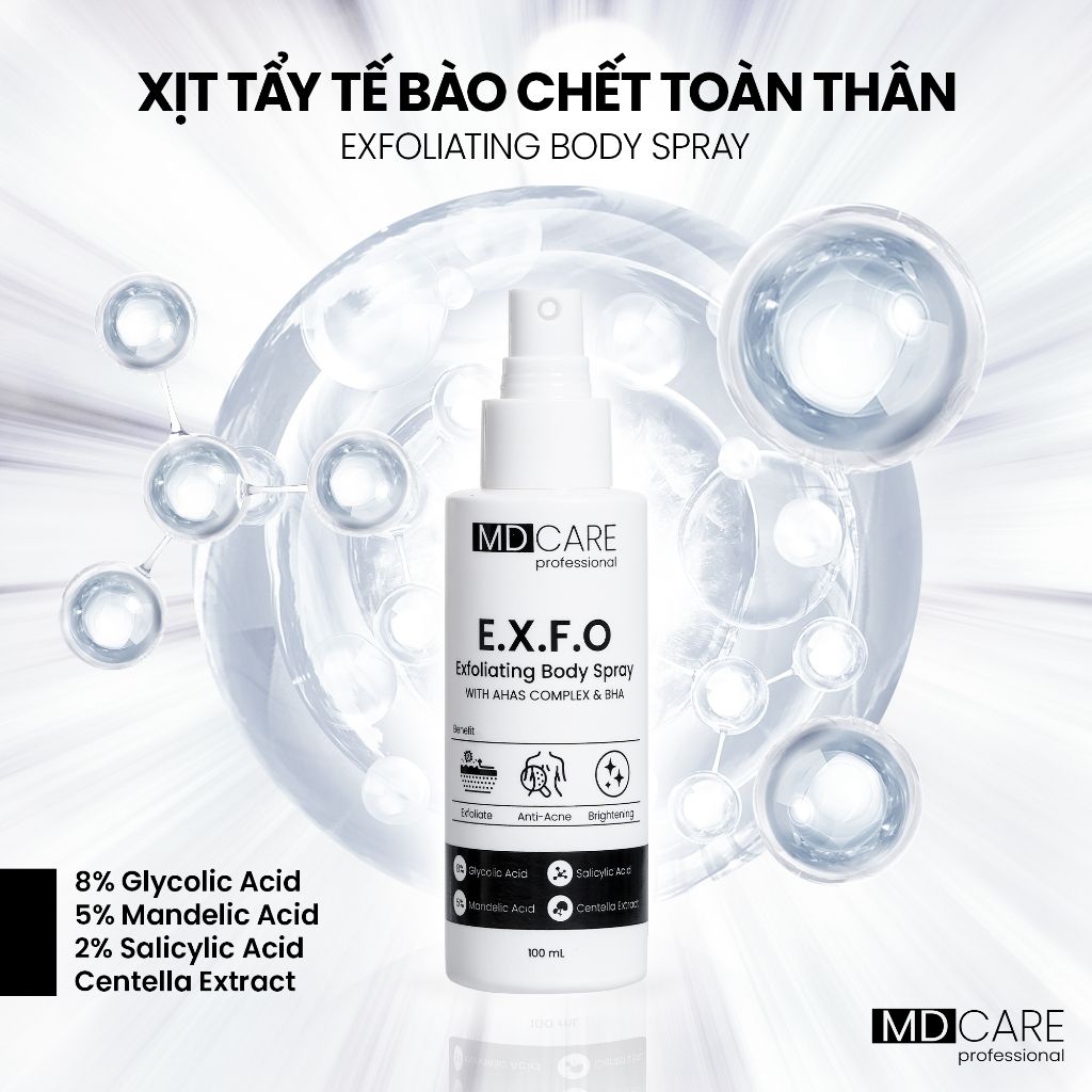 Xịt Tẩy Tế Bào Chết Toàn Thân MD CARE E.X.F.O Exfoliating Body Spray