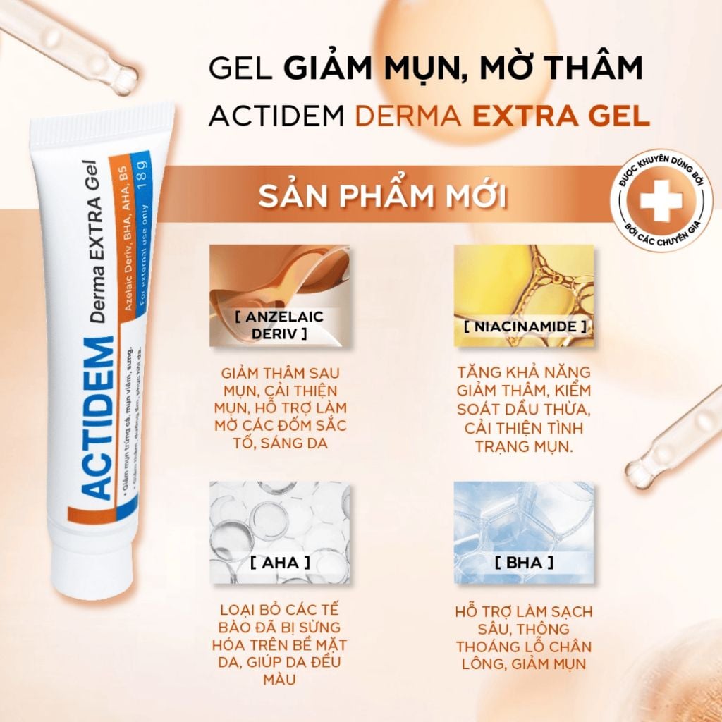 Gel Giảm Mụn, Mờ Thâm Actidem Derma Gel 18g