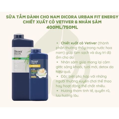 Sữa tắm dưỡng da Dicora Urban Fit Shower Gel