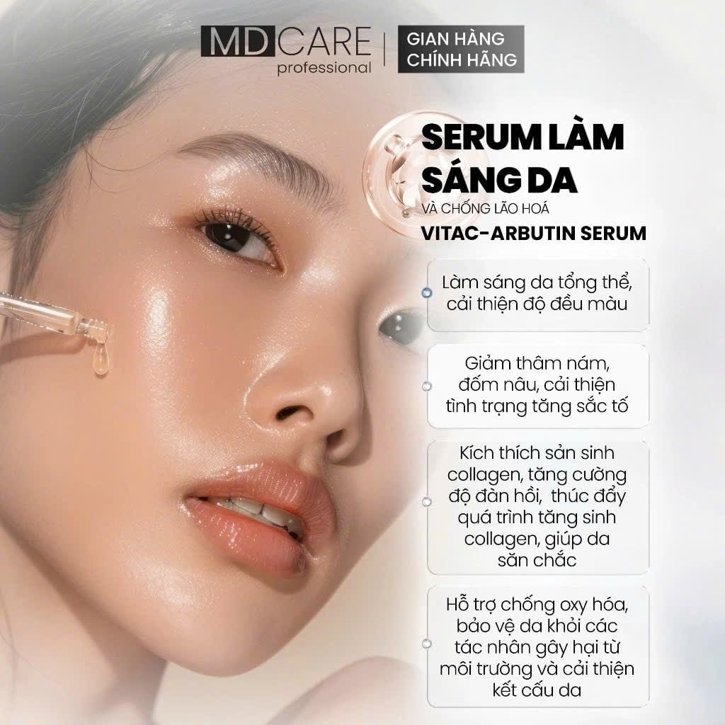 Tinh Chất Hỗ Trợ Sáng Da, Chống Lão Hoá MD CARE VitaC Arbutin Serum Whitening Advanced Formula