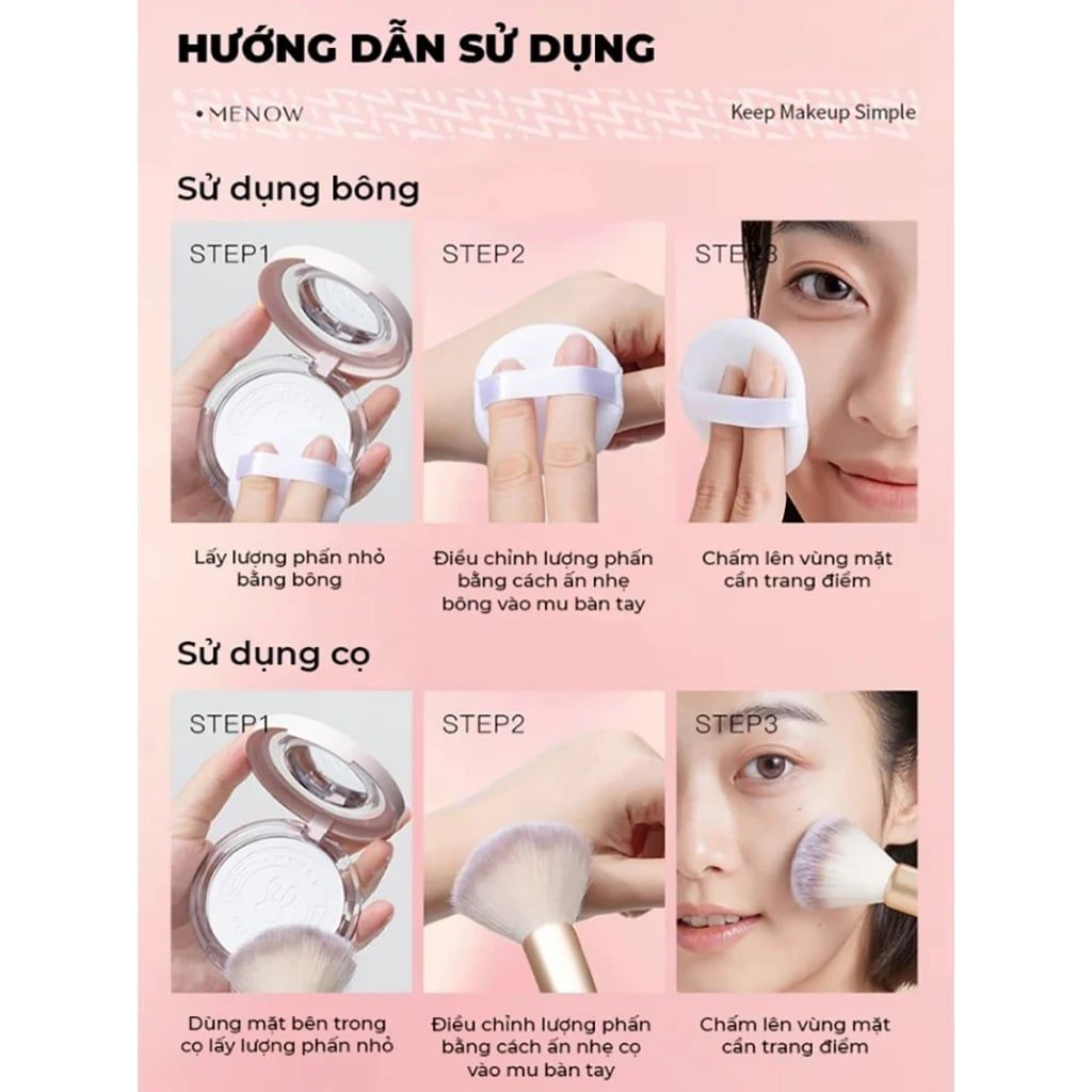 Phấn Phủ Nén MENOW Kiềm Dầu, Không Thấm Nước Matte Tulle Makeup Powder 8.5g