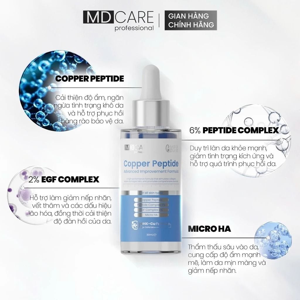 Tinh Chất Chống Lão Hóa, Tăng Sinh Collagen MD CARE Copper Peptide Serum 30ml