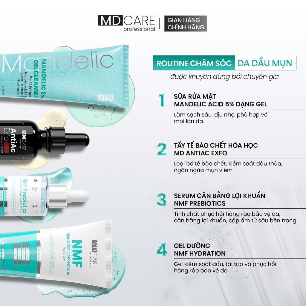 Gel Rửa Mặt Sạch Sâu Và Tẩy Tế Bào Chết MD Care Mandelic Acid 5% Gel Cleanser