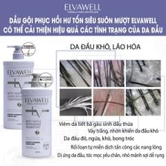 Cặp gội xả phục hồi hư tổn siêu suôn mượt Elvawell 500ml (tím)