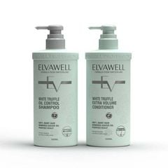 Cặp Gội Xả Giảm Rụng Tóc Sạch Dầu Bết Elvawell 500ml (Xanh)