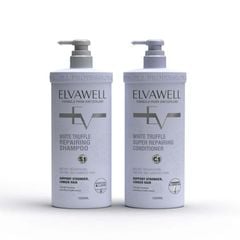 Cặp gội xả phục hồi hư tổn siêu suôn mượt Elvawell 500ml (tím)