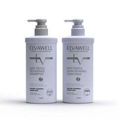 Cặp gội xả phục hồi hư tổn siêu suôn mượt Elvawell 500ml (tím)